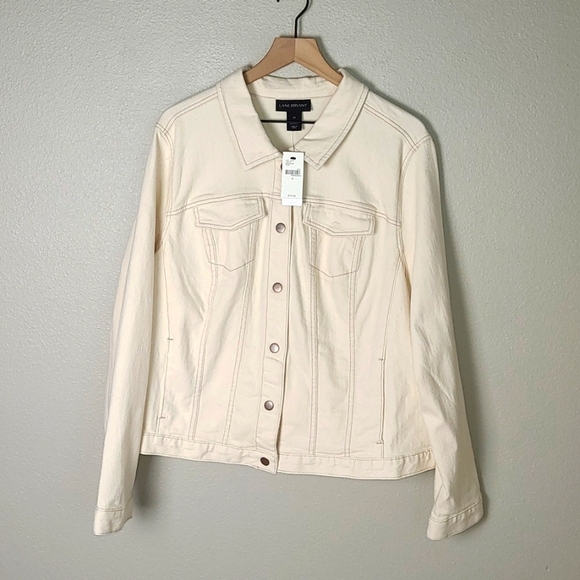 Lane Bryant Cream Colored Jean Jacket NWT - Picture 1 of 6